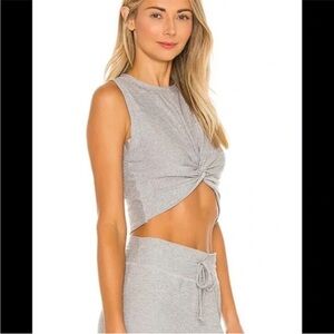Beyond Yoga X Peloton Under Over Cropped Muscle Tank in Silver Mist Size Small